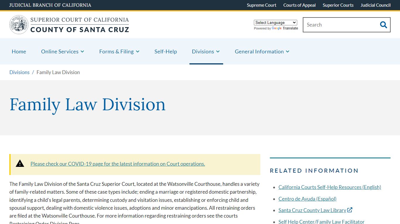 Family Law Division | Superior Court of California | County of Santa Cruz